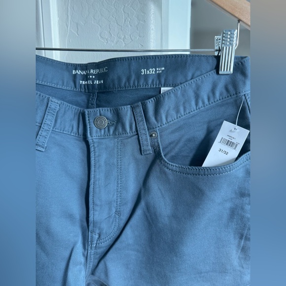 🏷️ New Men’s Banana Republic Blue Grey Travel Jean Slim Fit 31x32 NWT - Picture 5 of 6